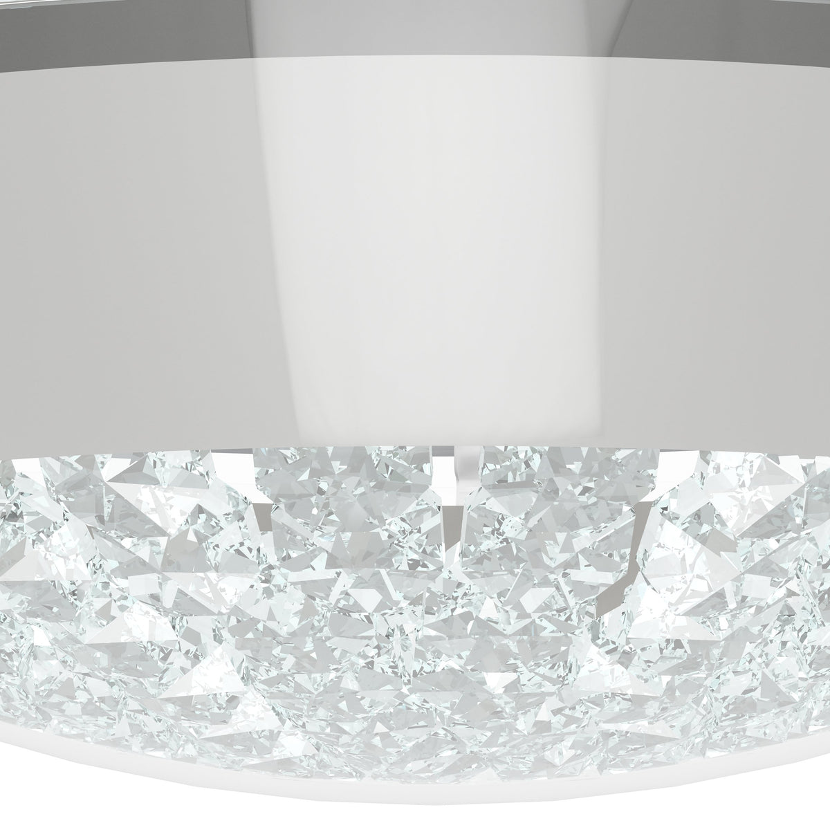 Plafonnier Acolla chromé et blanc, cristal