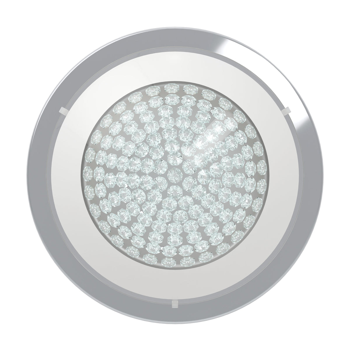 Plafonnier Acolla chromé et blanc, cristal