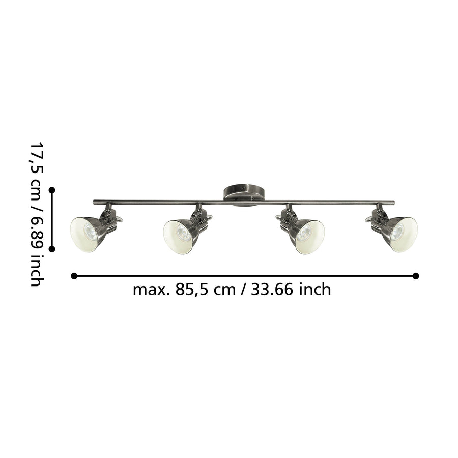Spot Seras nickel et crème, L 77 cm