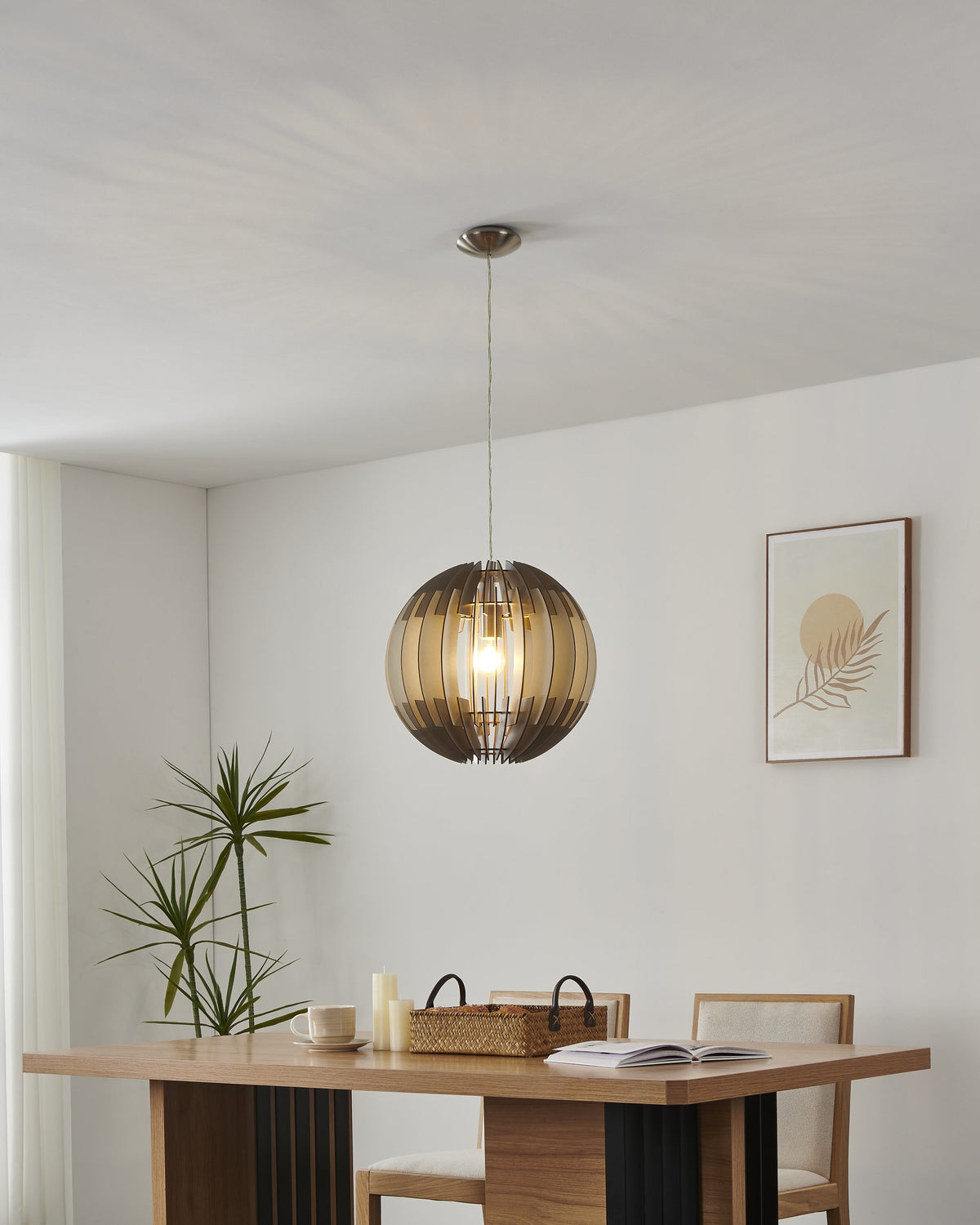 Suspension Olmero nickel et grise, bois