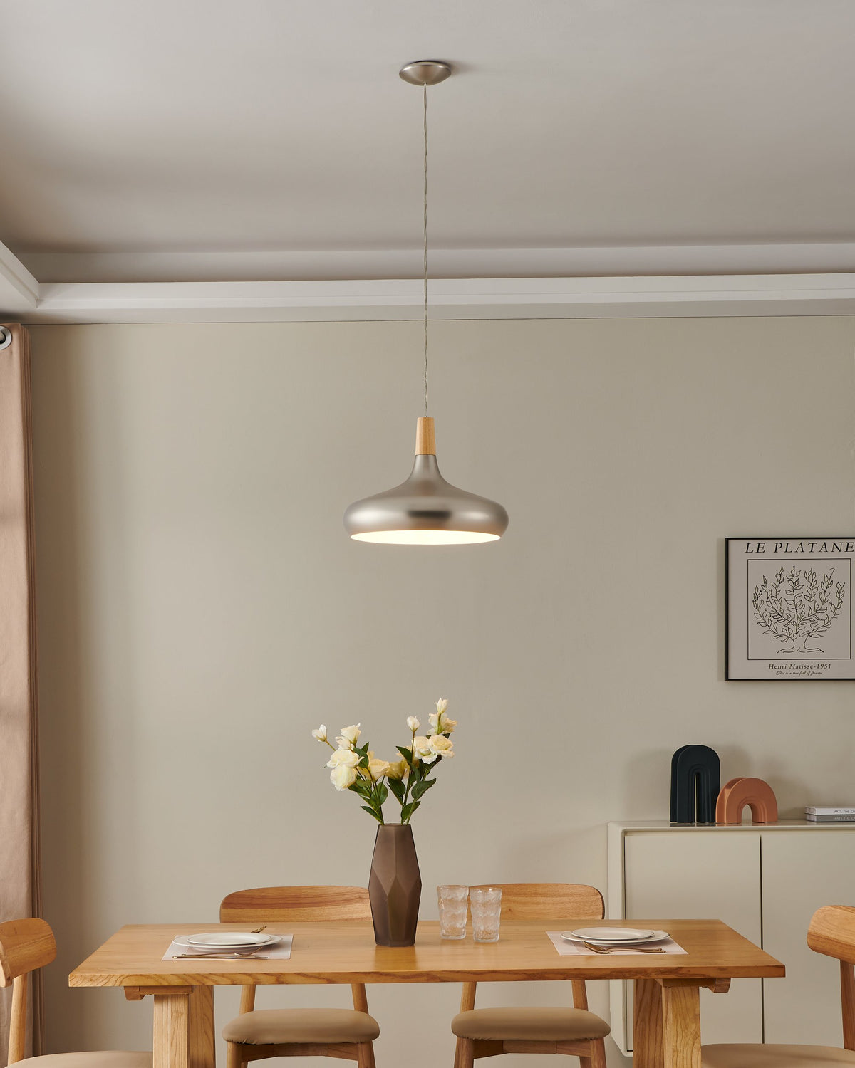 Suspension Sabinar argentée et marron, bois (96986)