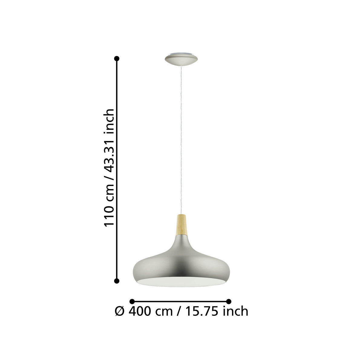 Suspension Sabinar argentée et marron, bois (96986)