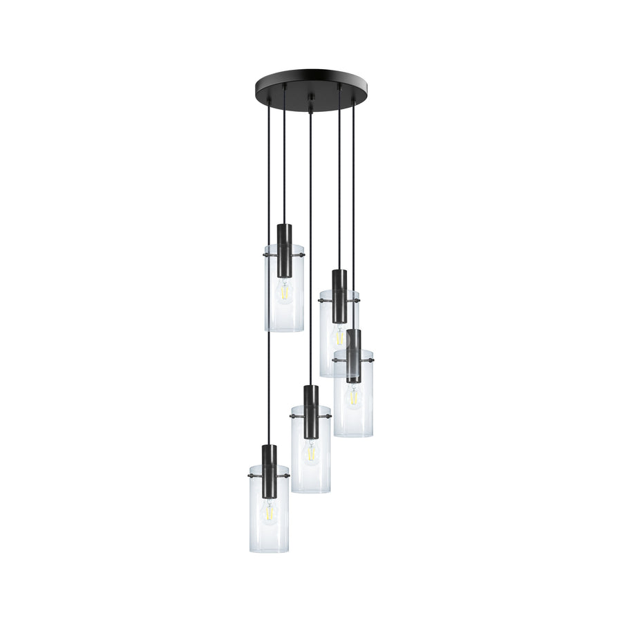 Suspension Montefino 5 lumières transparente