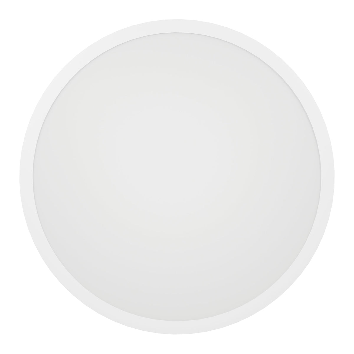Vue de face du plafonnier circulaire blanc observé depuis le dessous