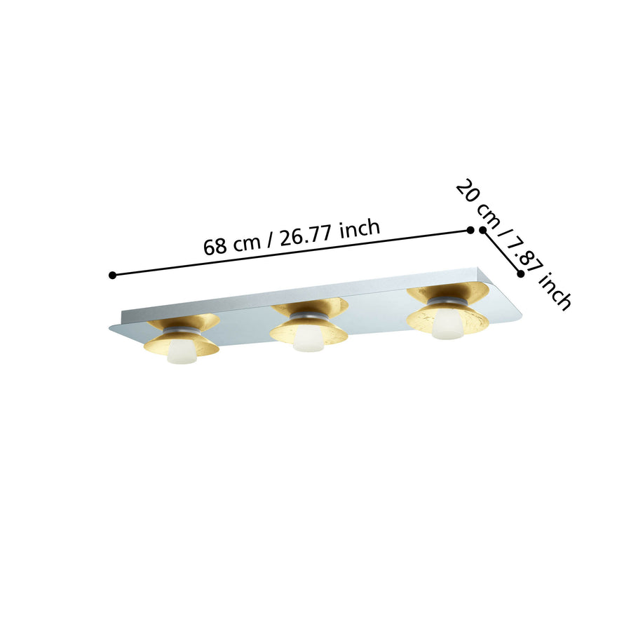 Plafonnier Torano chromé et doré, L 68 cm
