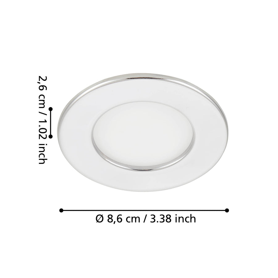 Spot encastrable Fueva 5 chromé et blanc, Ø 8,6 cm (99204)