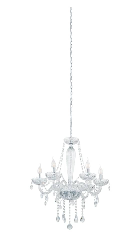 Suspension Basilano 1 chromée et transparente, verre
