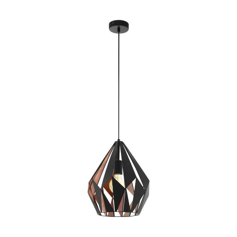 Suspension Carlton 1 PRO noire et cuivrée, Ø 31 cm