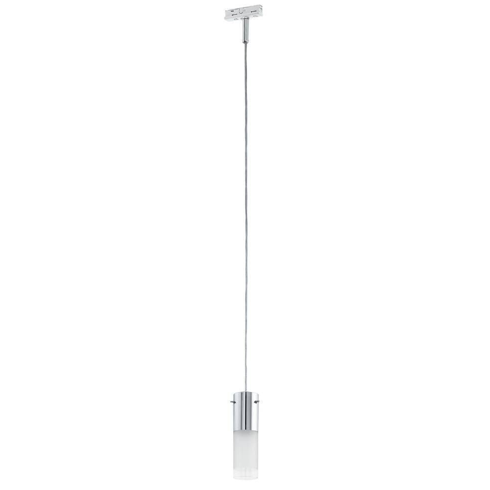Suspension complète sur fond blanc avec câble, rosace et cylindre chromé