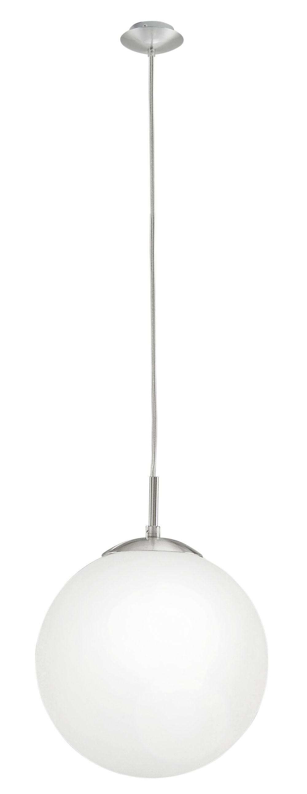 Suspension Rondo nickel et blanche mat, verre (85262)
