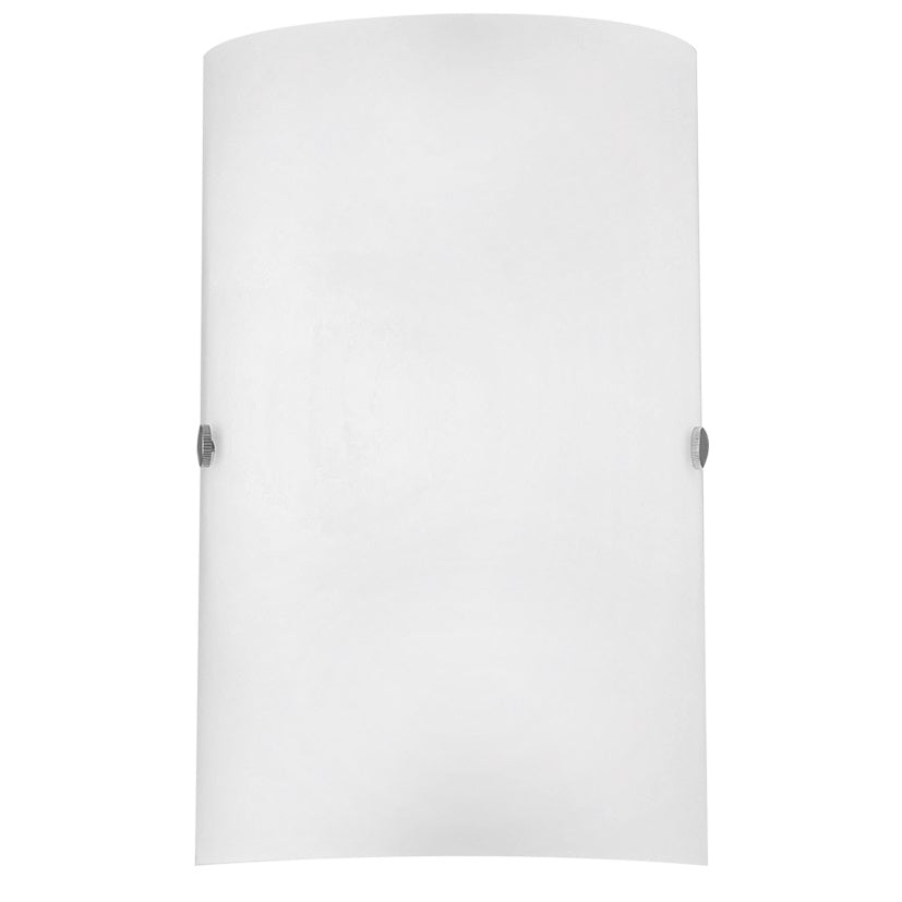 Vue de face de l'applique blanche, diffuseur demi-cylindre et deux vis latérales apparentes