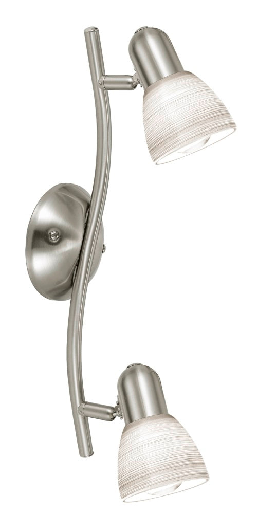 Plafonnier Dakar 1 2 lumières nickel satiné, verre