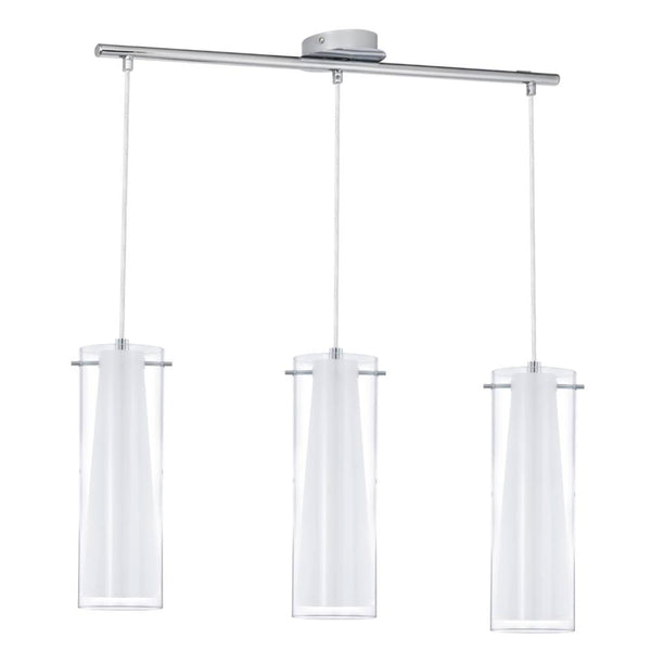 Suspension Pinto chromée, verre, H 110 cm (89833)