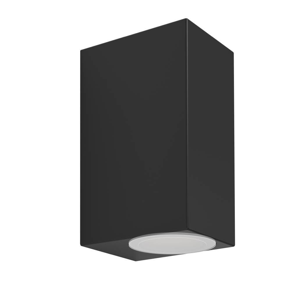 Vue de face sur fond blanc du luminaire noir à diffuseur blanc intégré