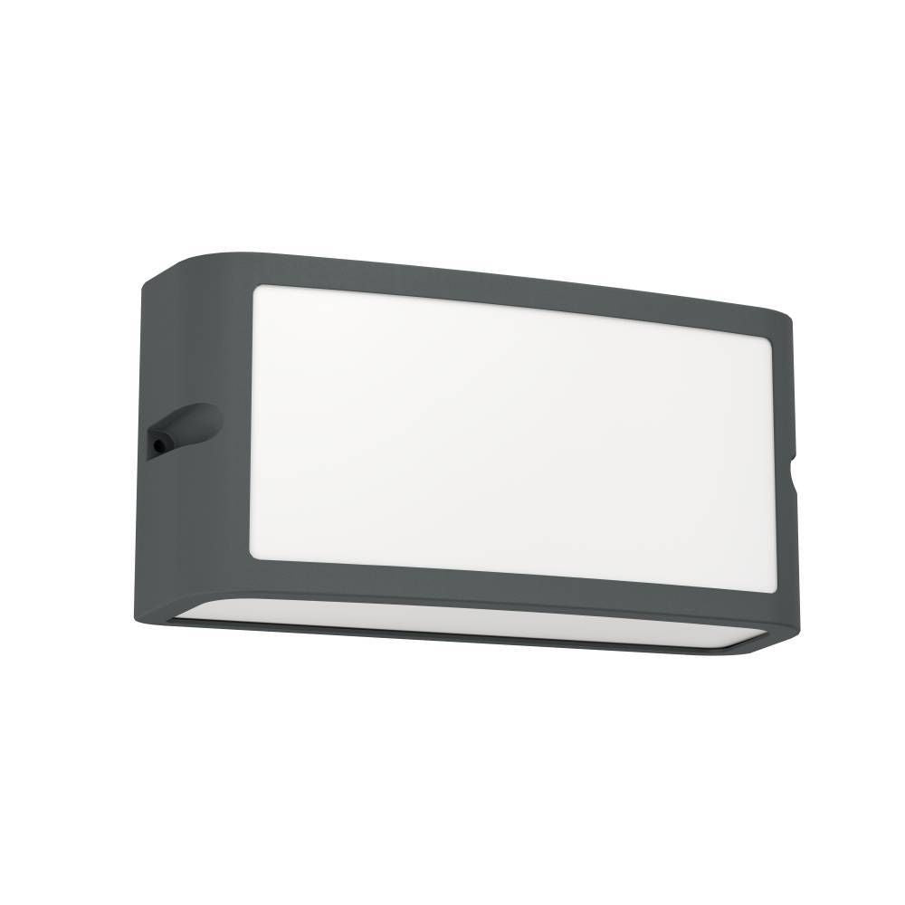 Applique murale extérieure anthracite avec diffuseur blanc, vue de face sur fond blanc.