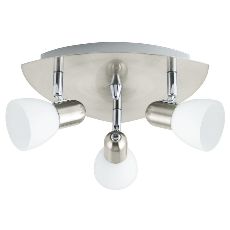 Spot Enea nickel et blanc mat, verre, Ø 26,5 cm