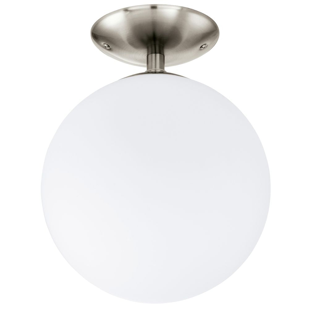 Plafonnier Rondo nickel et blanc mat, verre