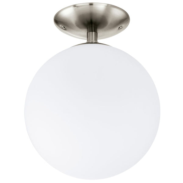 Plafonnier Rondo nickel et blanc mat, verre
