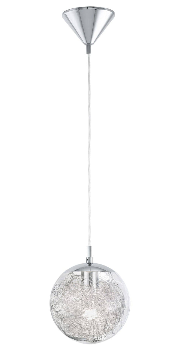 Suspension Luberio chromée et transparente, verre