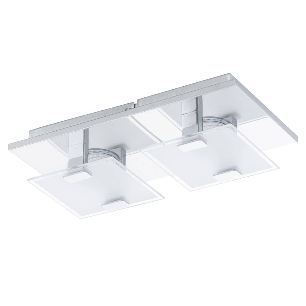Vue de produit sur fond blanc, applique murale double en inox et verre.