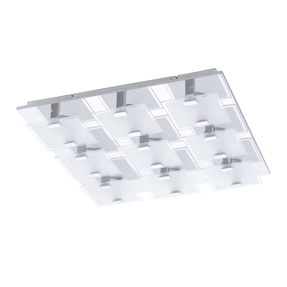 Applique murale Vicaro inox et blanche, verre, L 47 cm