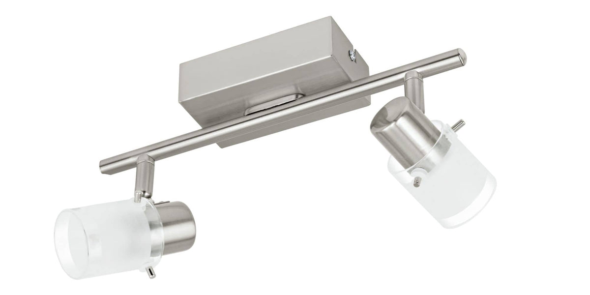 Spot Orvieto 1 nickel et blanc mat, verre, L 28 cm