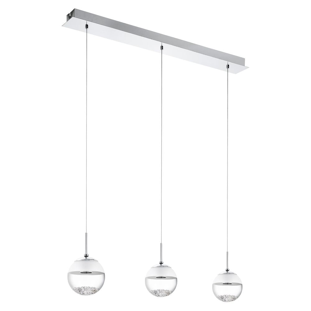 Suspension Montefio 1 chromée et blanche, cristal