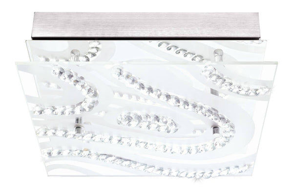 Plafonnier Verdesca chromé et blanc, cristal (93922)