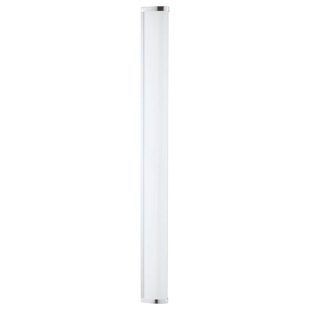 Produit seul sur fond blanc, long tube vertical blanc avec embouts chromés