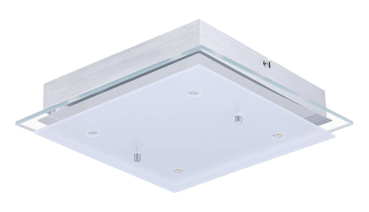 Vue plongeante montrant le cadre aluminium brossé et la plaque de verre