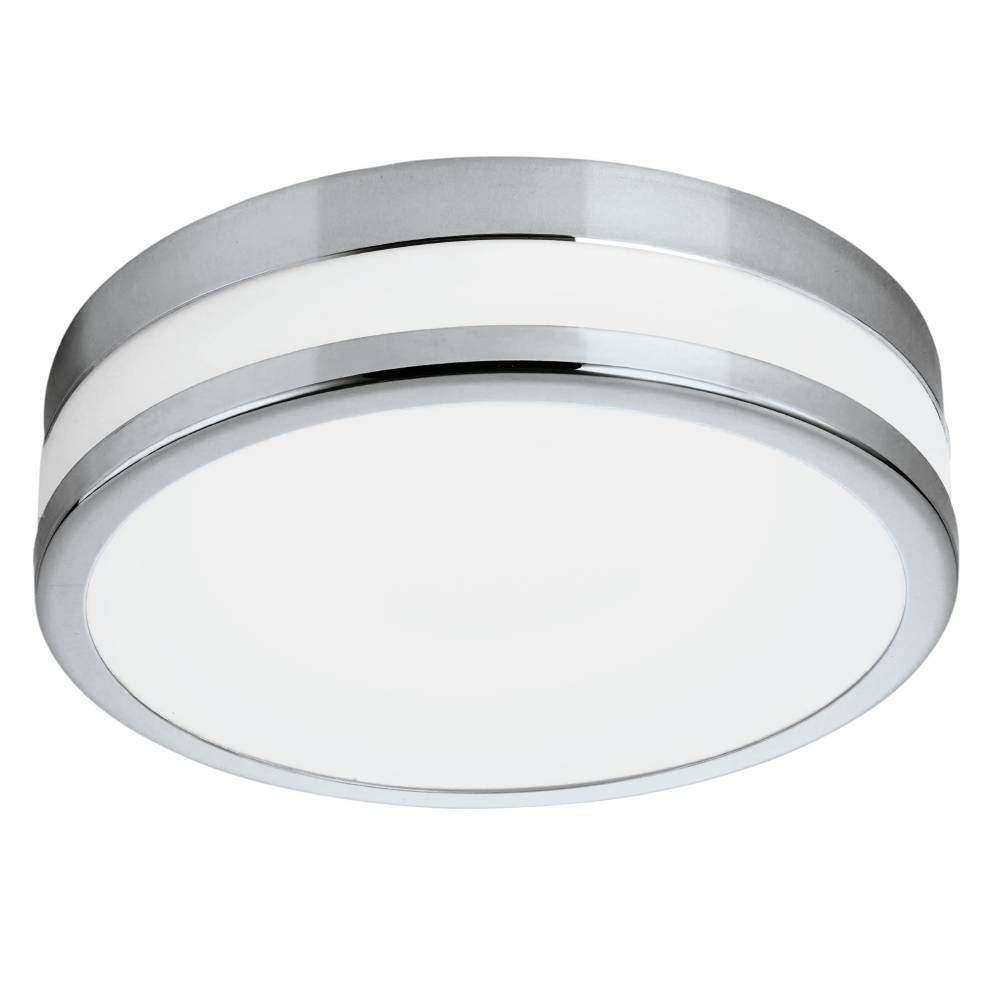 Plafonnier Palermo chromé et blanc, Ø 30 cm