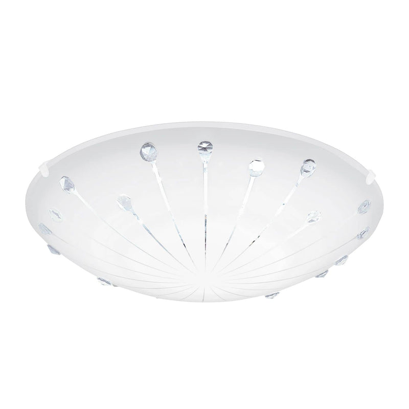Plafonnier Margitta 1 blanc et transparent, cristal