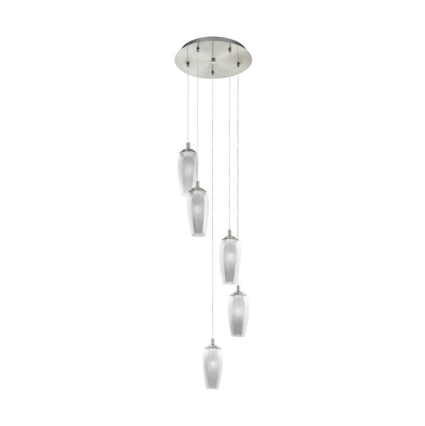 Suspension Farsala nickel et noire, verre, H 150 cm
