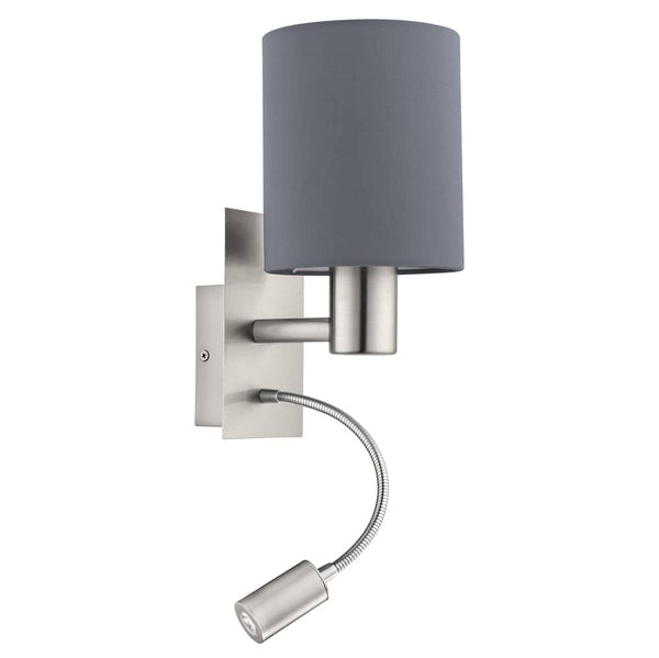 Applique murale Pasteri nickel et grise, tissu