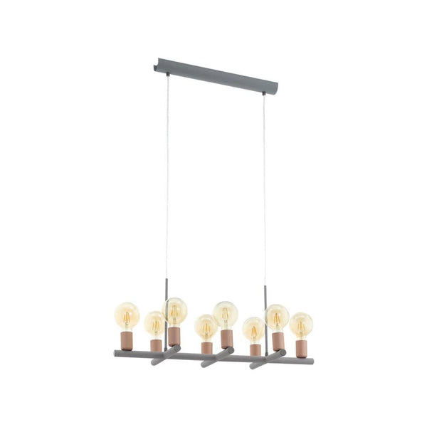 Suspension Adri 1 8 lumières grise et or rose