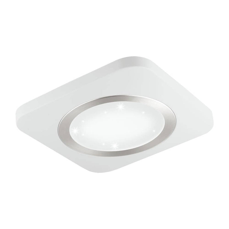 Plafonnier Puyo-s blanc et nickel satiné, L 30 cm