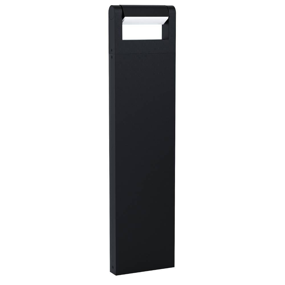 Lampadaire extérieur noir rectangulaire vu de face sur fond blanc