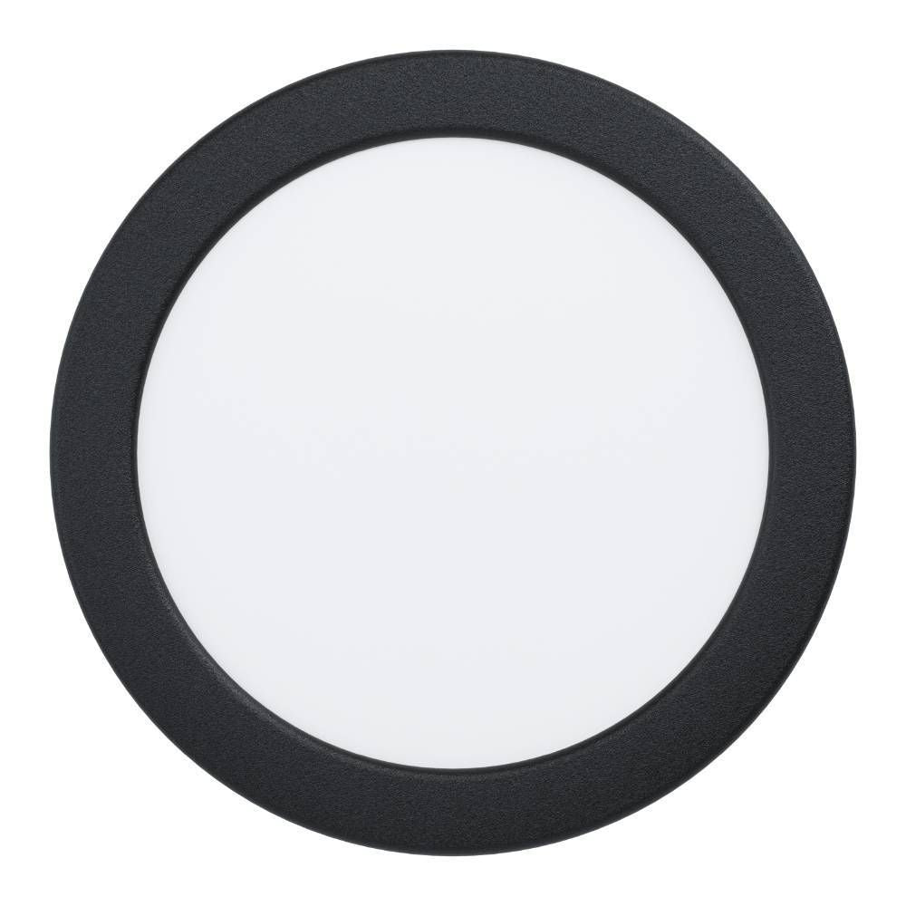 Vue de face du spot rond à bordure noire et diffuseur blanc, sur fond blanc