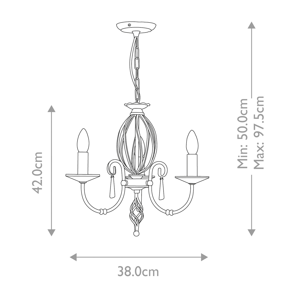 Lustre Aegean 3 lumières nickel poli