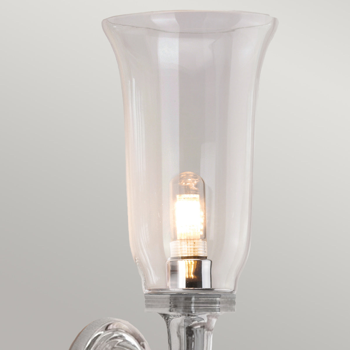 Applique murale Dryden chromée, verre, H 41 cm