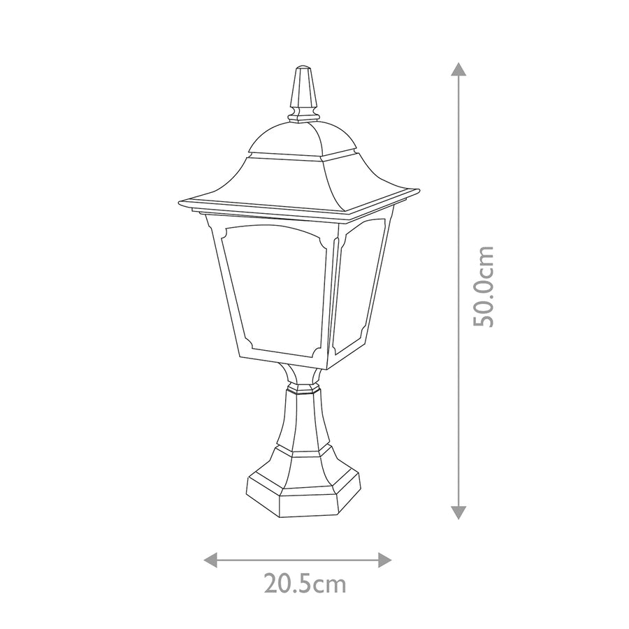 Lampadaire extérieur Chapel noir, verre, H 50 cm