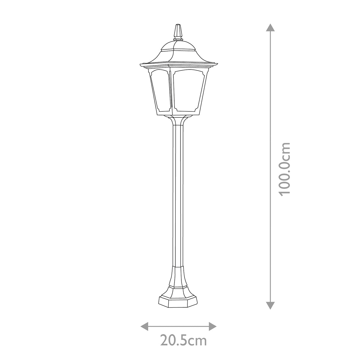 Lampadaire extérieur Chapel noir, verre, H 100 cm