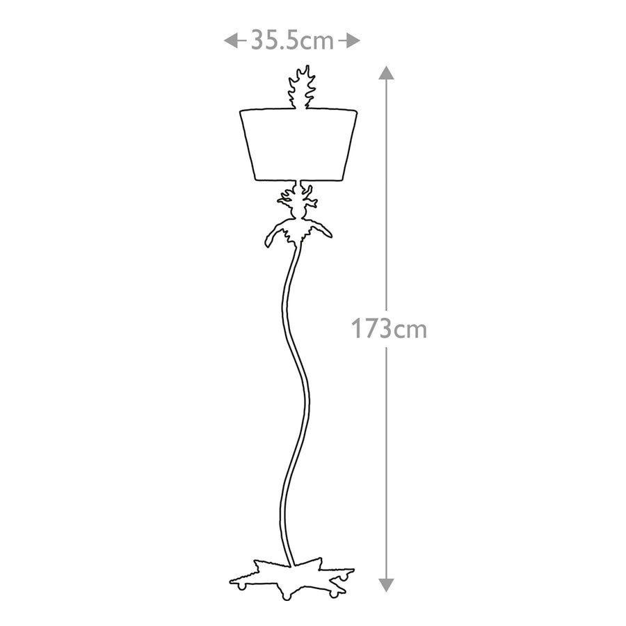 Schéma de dimensions du lampadaire : hauteur 173 cm et largeur 35,5 cm.