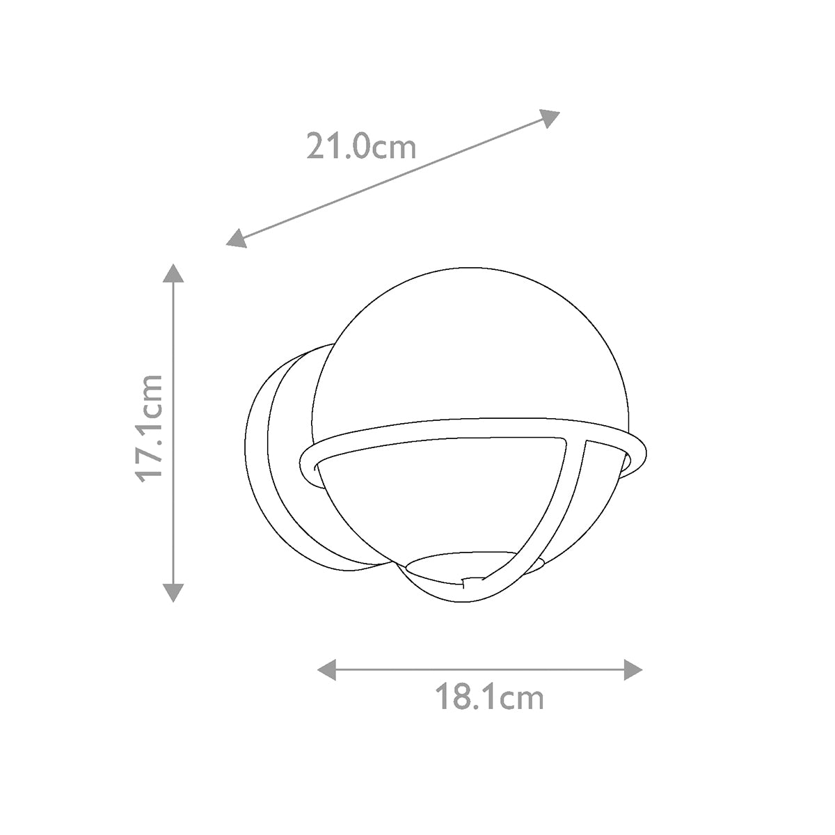 Schéma technique coté indiquant les dimensions hauteur et largeur du luminaire