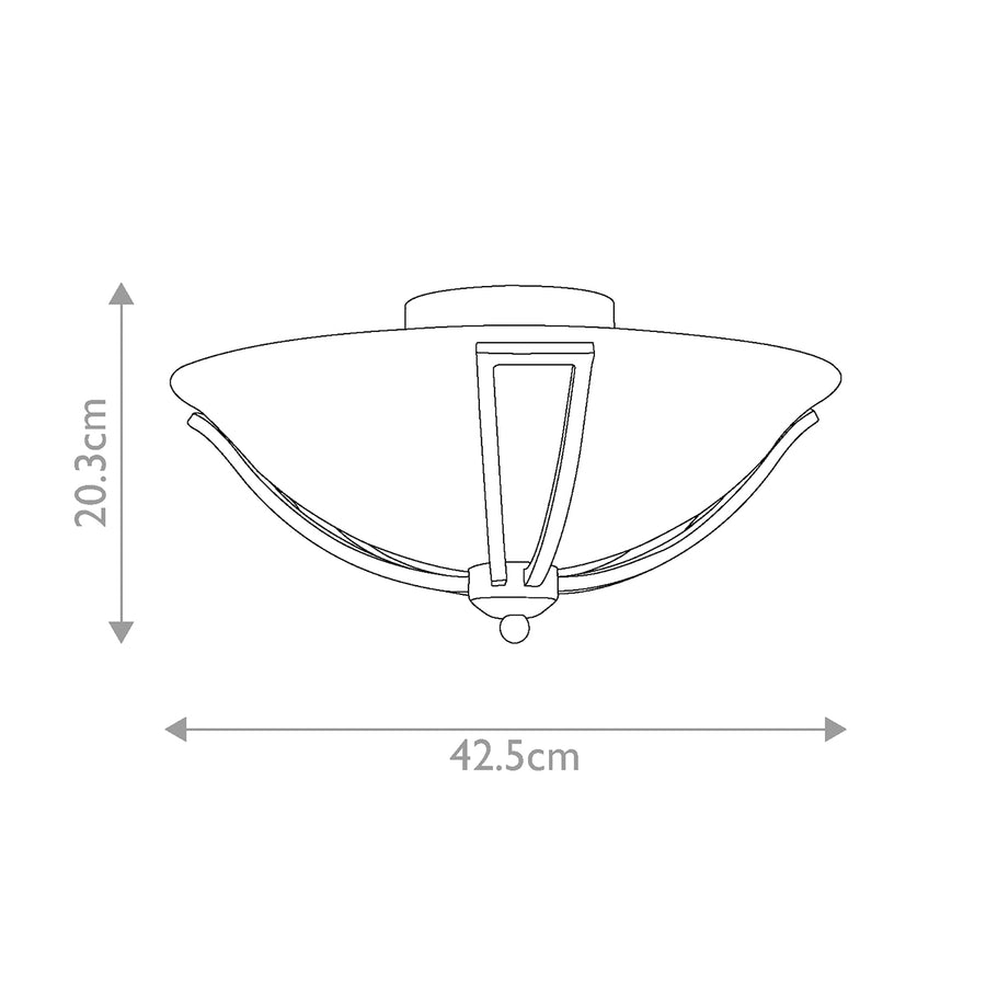 Schéma technique coté avec hauteur 20,3 cm et diamètre 42,5 cm