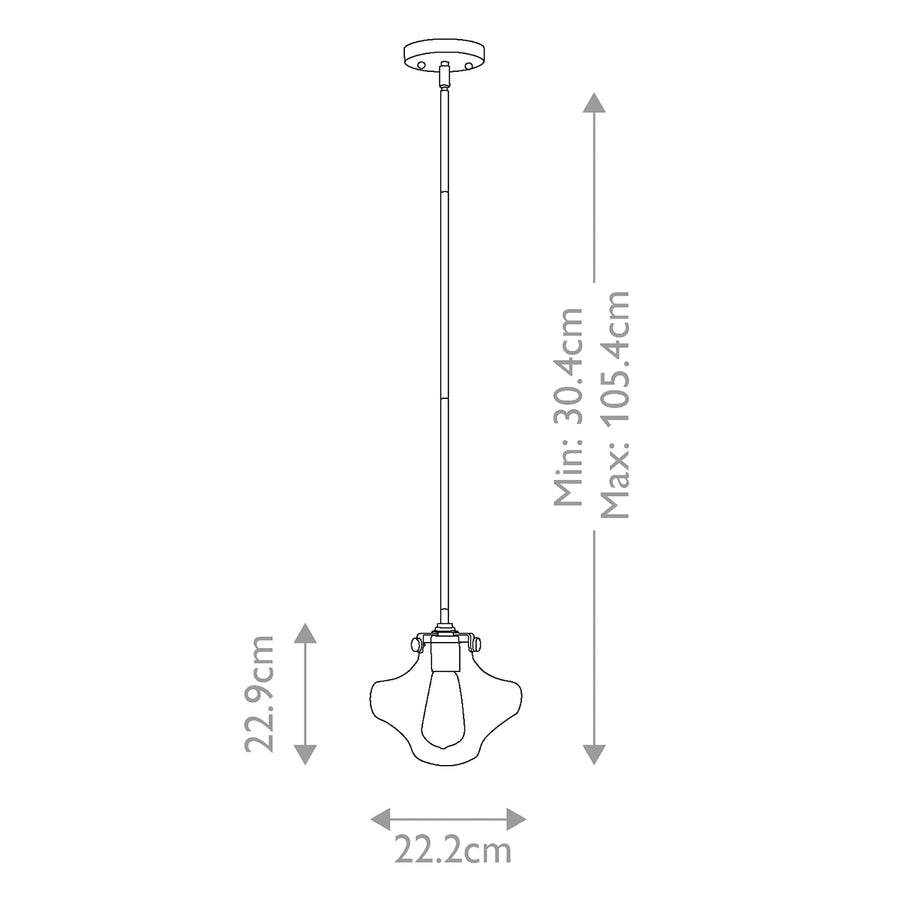 Schéma coté avec hauteur 22,9 cm et réglage de 30,4 à 105,4 cm