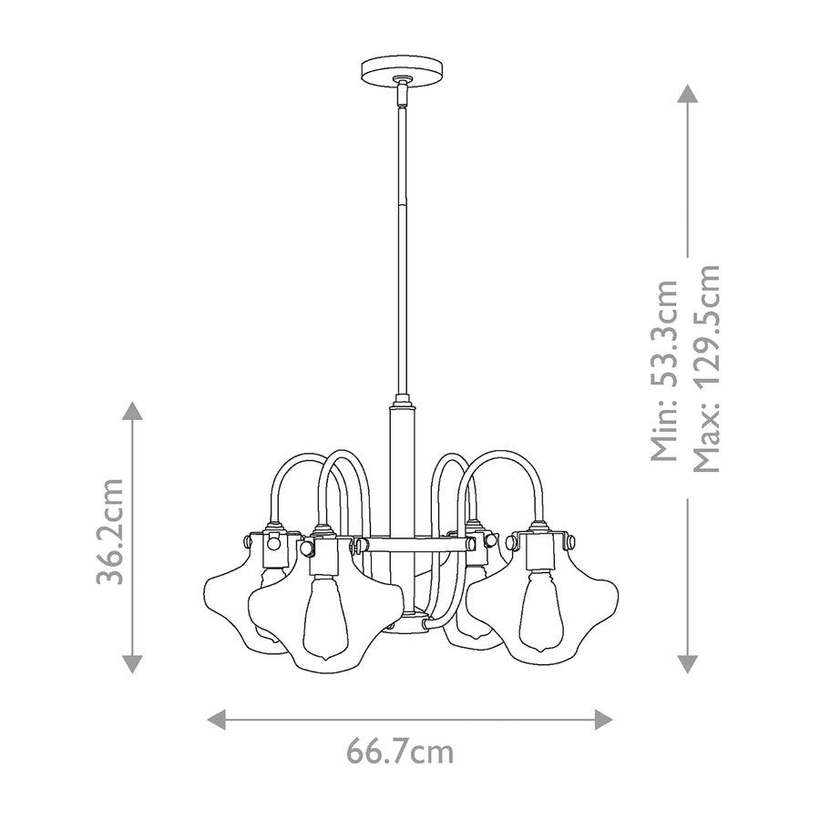 Schéma coté du luminaire avec hauteur, largeur et diamètre