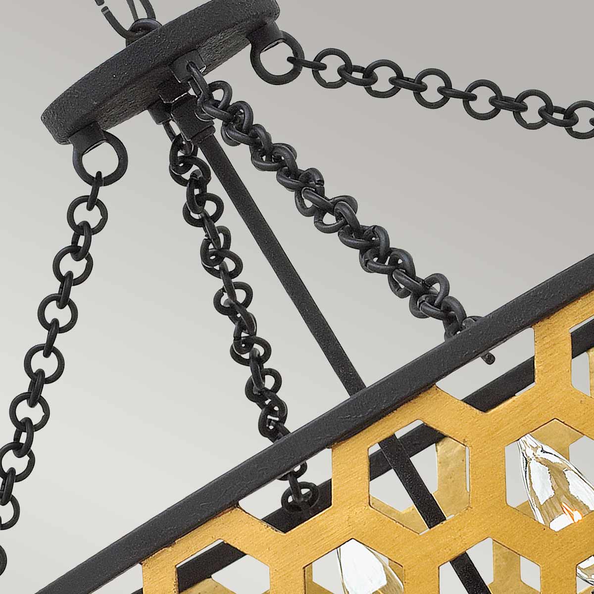 Suspension Felix 6 lumières dorée, Ø 61 cm