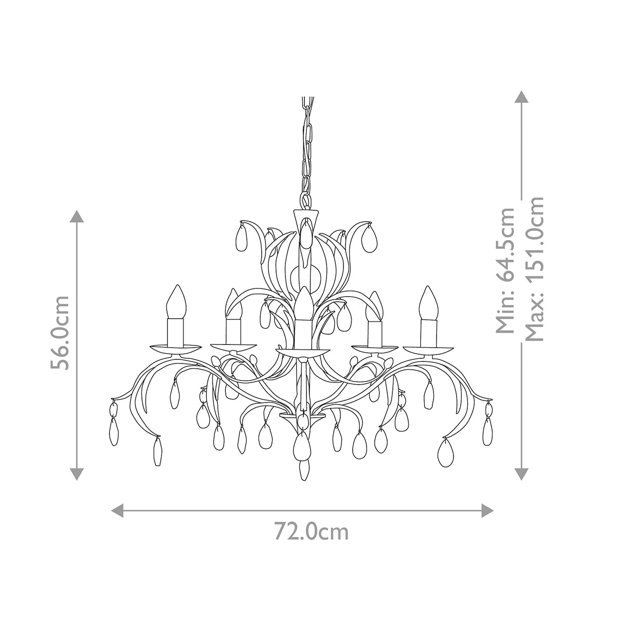 Lustre Lily 5 lumières bronze, verre
