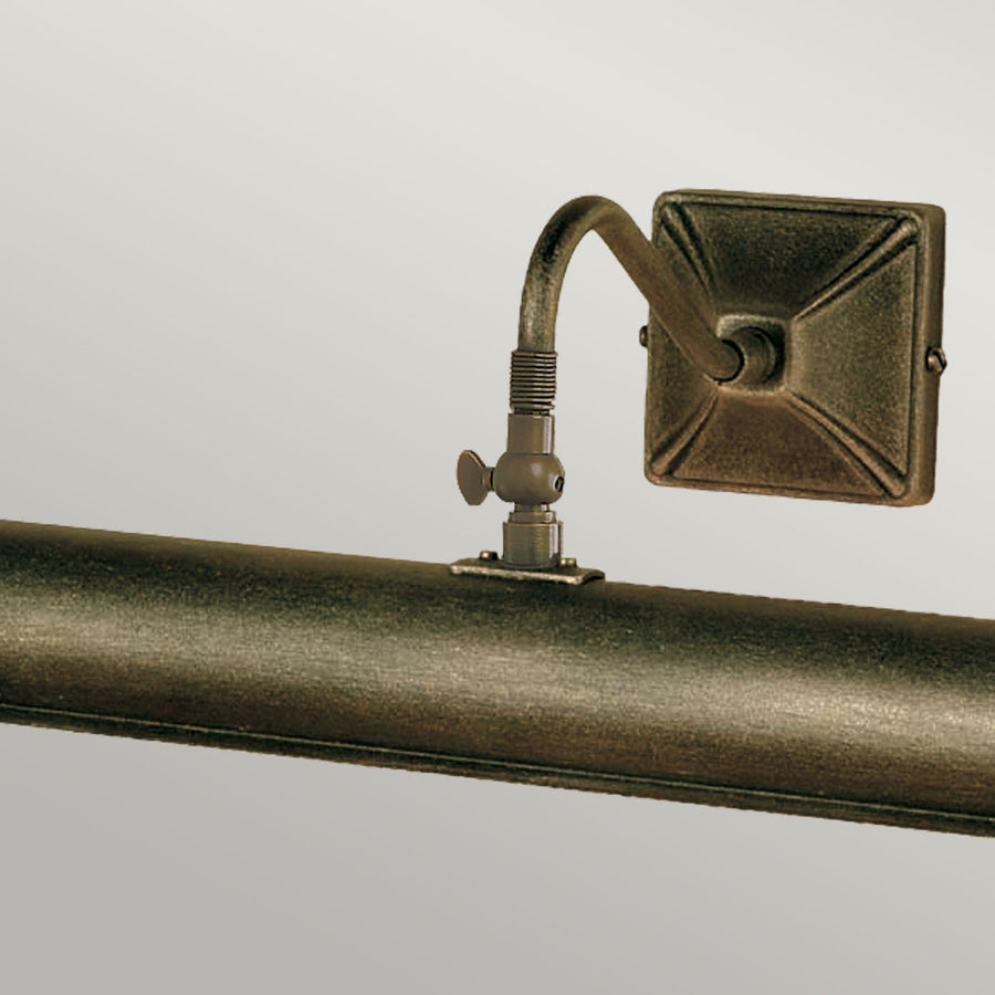 Détail du bras coudé et de la rotule métallique réglable avec vis de serrage